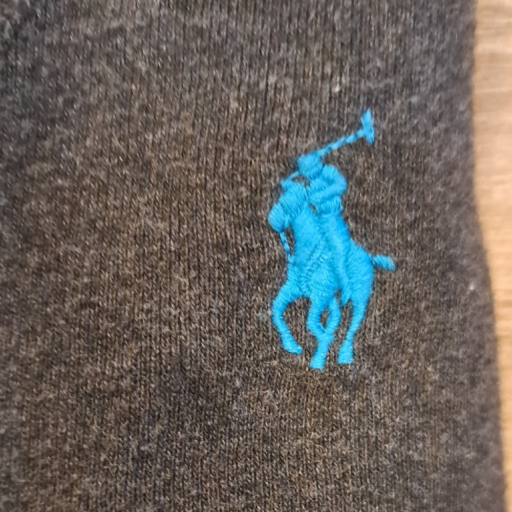 Polo by Ralph Lauren Gray V-Neck Sweater with Subtle Blue Emblem - Picture 4 of 5